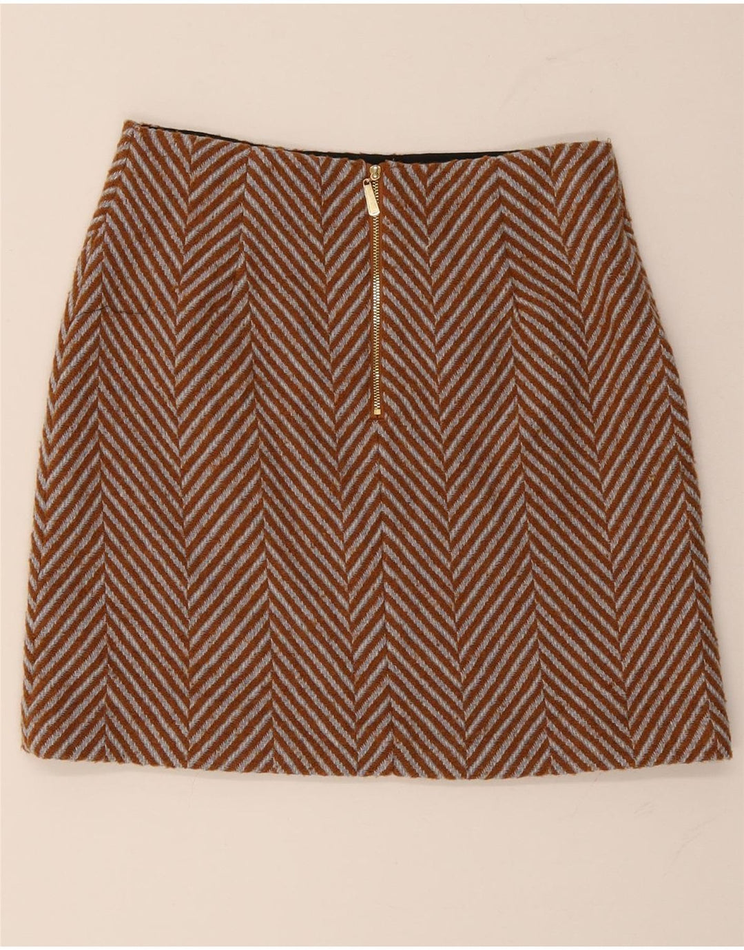 Marks & Spencer Womens Mini Skirt UK 10 Small W30 Brown Herringbone