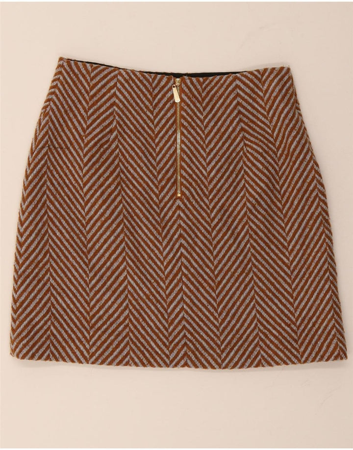 Marks & Spencer Womens Mini Skirt UK 10 Small W30 Brown Herringbone