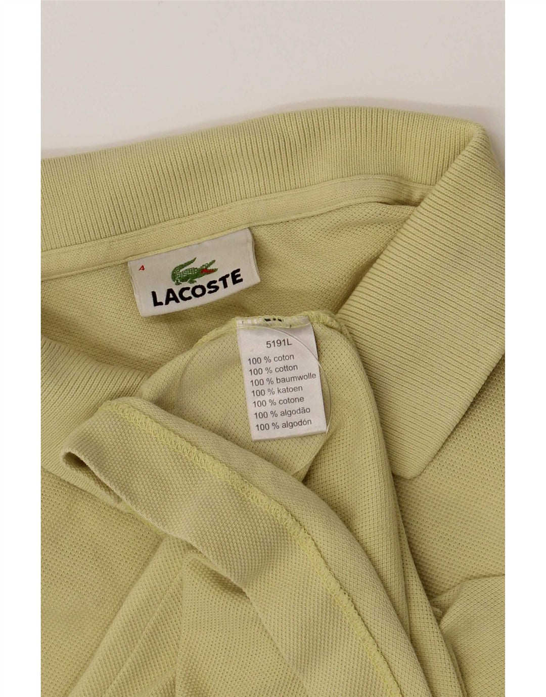 Lacoste Mens Regular Fit Polo Shirt Size 4 Medium Yellow Cotton