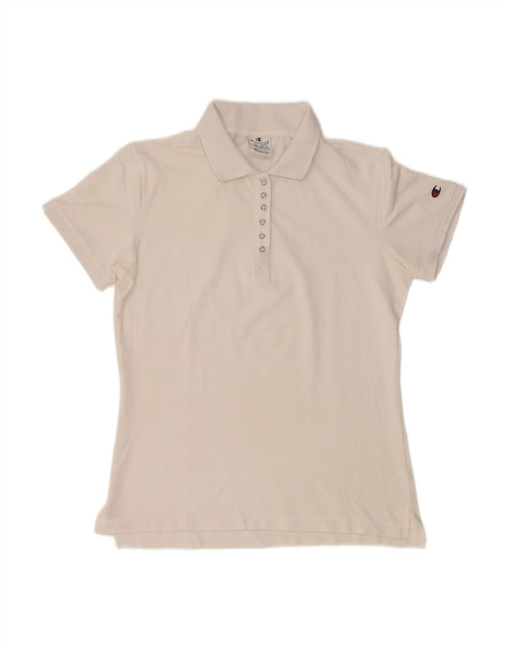 CHAMPION Womens Polo Shirt UK 12 Medium White