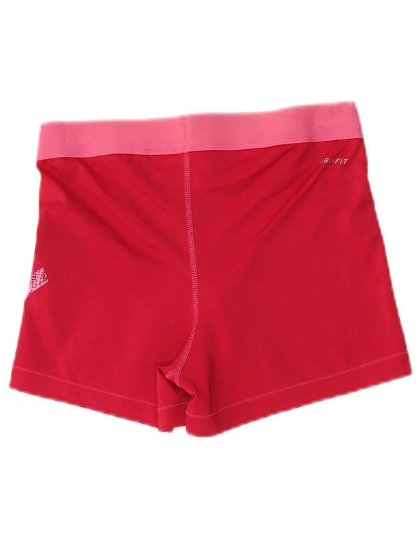 Nike Womens Dri Fit Graphic Sport Shorts UK 16 Large Red Polyester