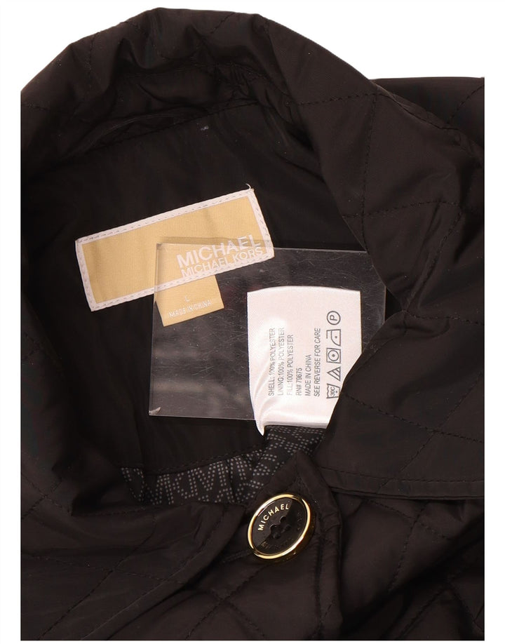 Michael Kors Womens Quilted Overcoat UK 16 Large Black Polyester
