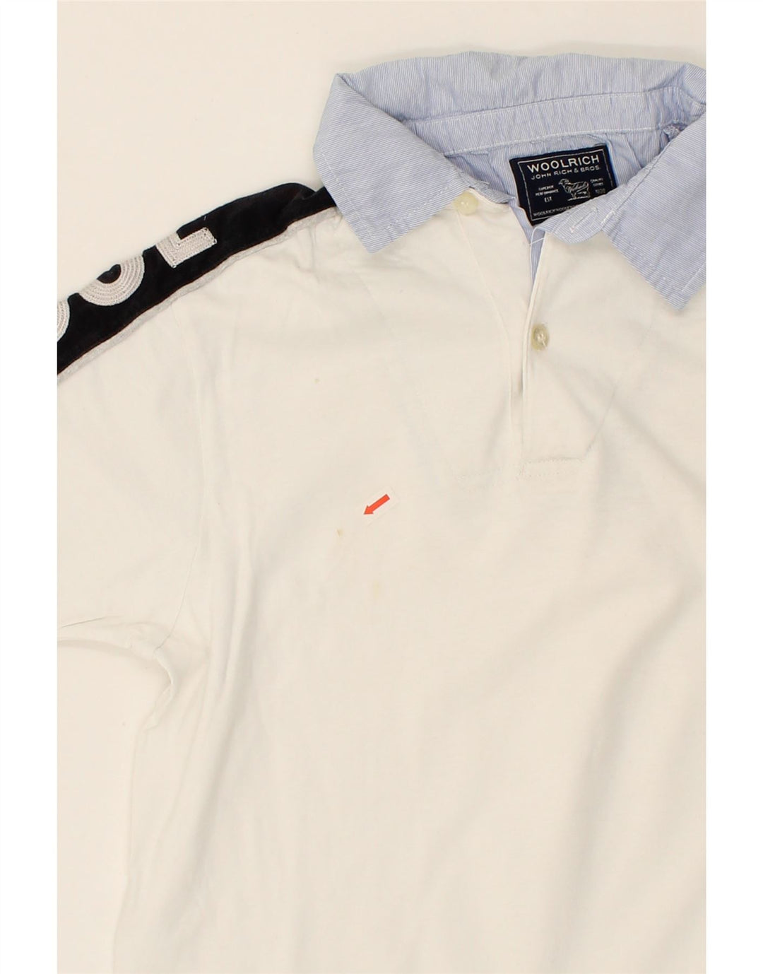 WOOLRICH Boys Graphic Polo Shirt 11-12 Years White Vintage Woolrich and Second-Hand Woolrich from Messina Hembry 