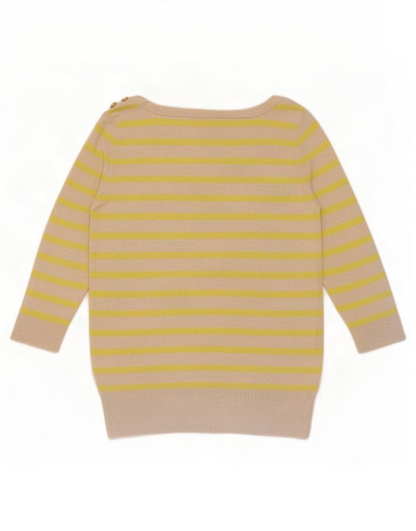 Gap Damen-Blusenoberteil mit 3/4-Ärmeln, UK-Gr. 12, Mittelbeige gestreift