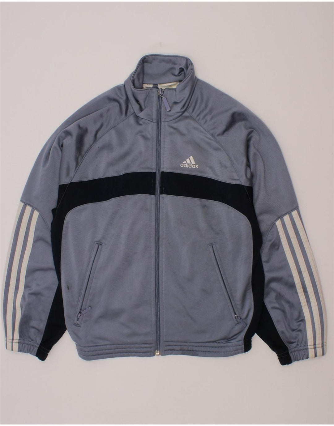 ADIDAS Boys Tracksuit Top Jacket 9-10 Years Grey Colourblock Polyester Vintage Adidas and Second-Hand Adidas from Messina Hembry 