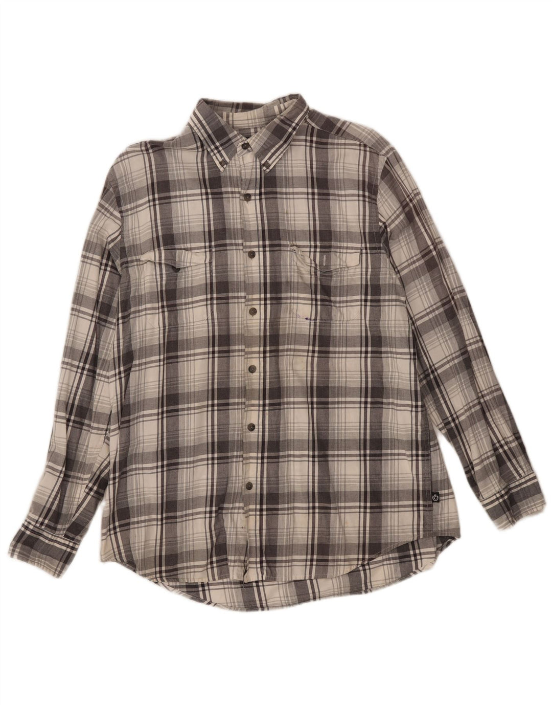 Chaps Mens Flannel Shirt Large Grey Check Cotton