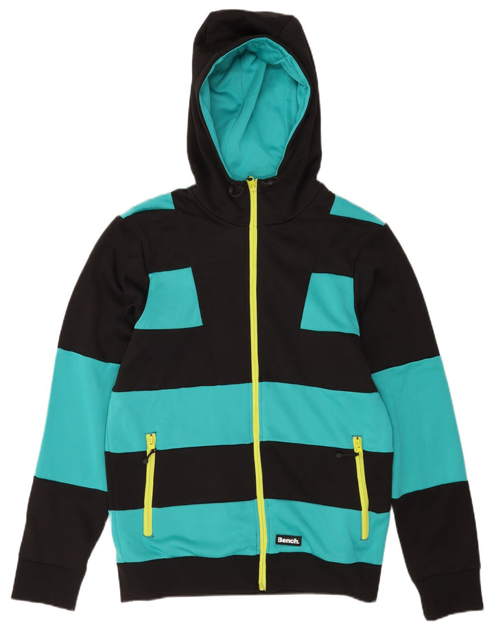 Bench Mens Zip Hoodie Sweater Medium Black Colourblock Polyester