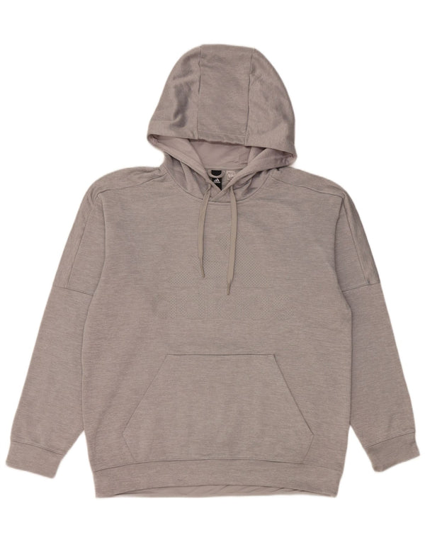 Adidas Herre Climawarm Graphic Hoodie Jumper Large Grå Polyester