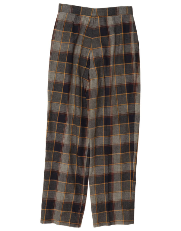 Vintage Womens High Waist Pegged Casual Trousers W26 L28 Grey Plaid