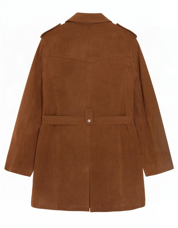 Soprabito militare in pelle scamosciata da donna Ambria IT 46 Large in pelle marrone