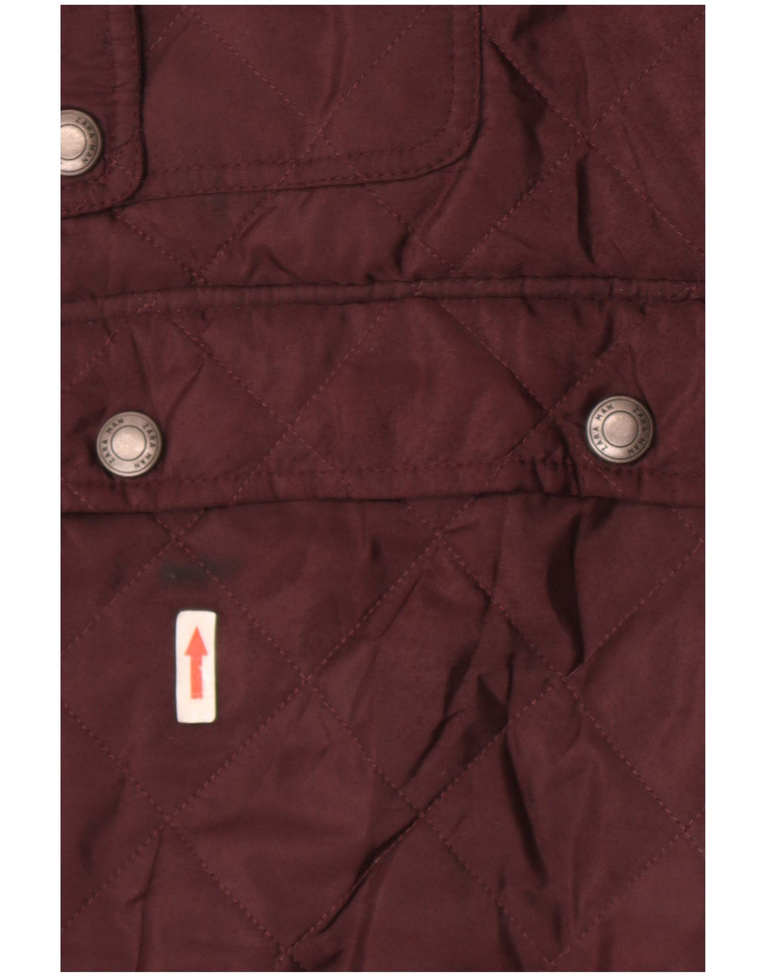 Zara Herre Quiltet jakke UK 40 Large Burgundy Polyester
