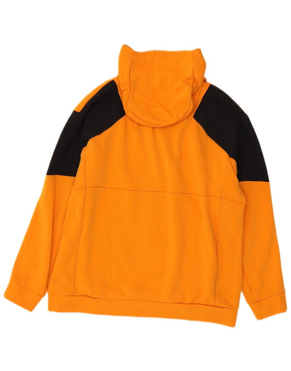 Adidas Mens Hoodie Jumper Large Yellow Colourblock Cotton