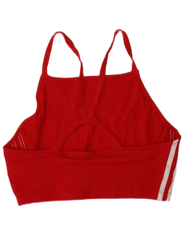 Adidas Womens Graphic Sport Bra Top UK 12/14 Medium Red Cotton Sports