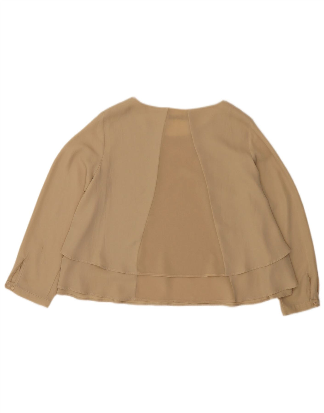 Zara Dame Langærmet Bluse Top UK 14 Medium Beige Polyester