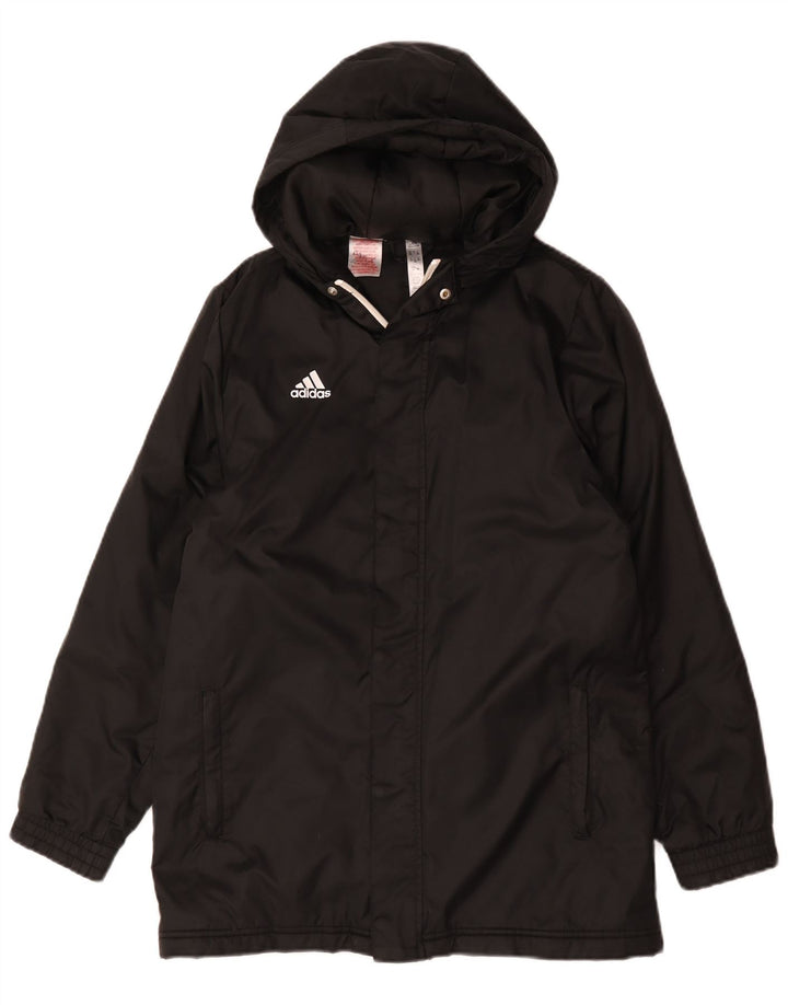Adidas Boys Hooded Padded Coat 13-14 Years Black Polyester