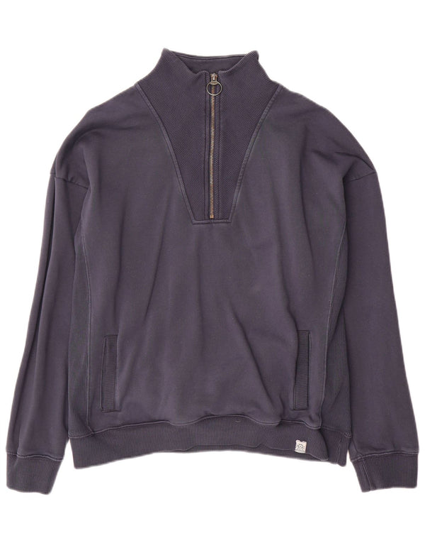 Fat Face Mens Zip Neck Sweatshirt Jumper Medium Navy Blue