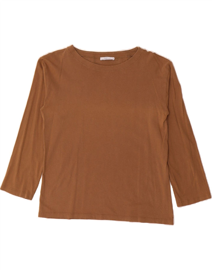 ZARA Womens Oversized Top Long Sleeve UK 10 Small Brown Vintage Zara and Second-Hand Zara from Messina Hembry 