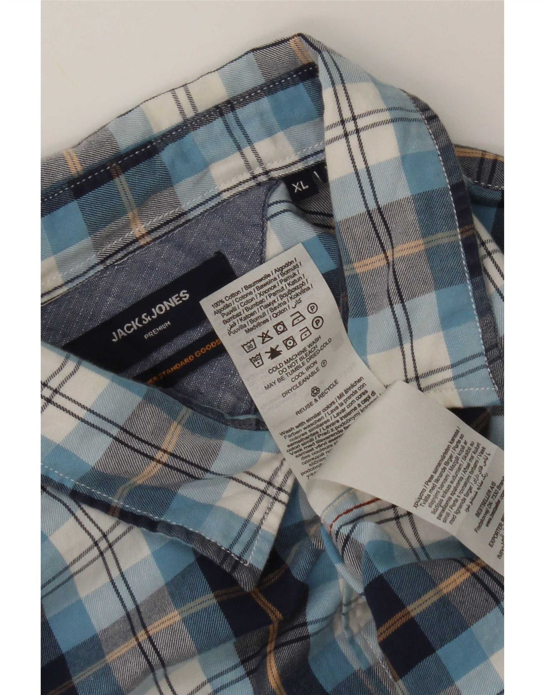 Мужская рубашка Jack & Jones XL, синяя клетка, хлопок