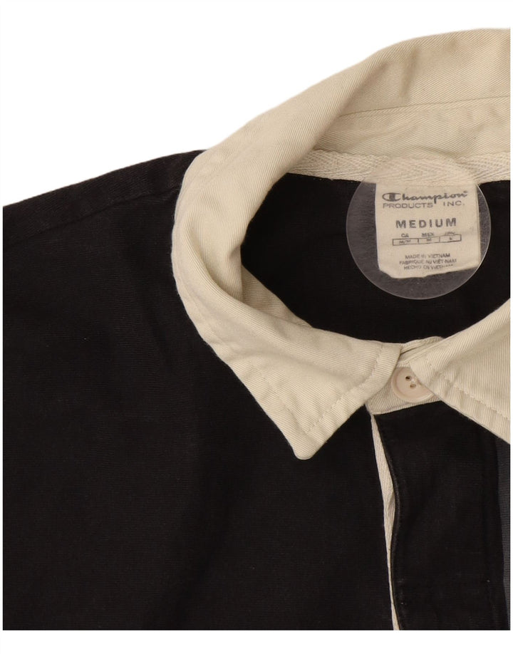 Champion Mens Long Sleeve Rugby Polo Shirt Medium Grey Colourblock