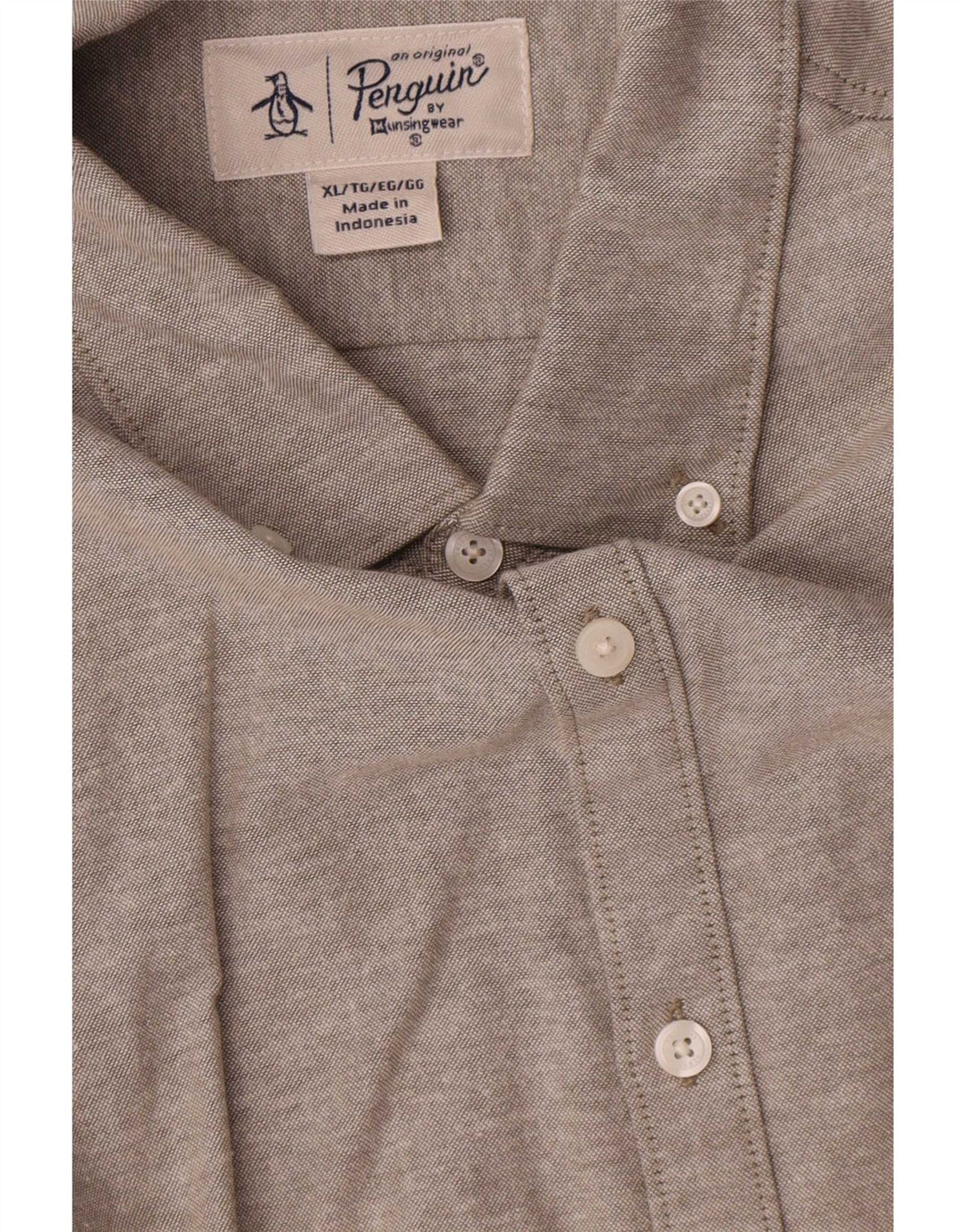 Camisa Penguin Hombre XL Algodón Gris