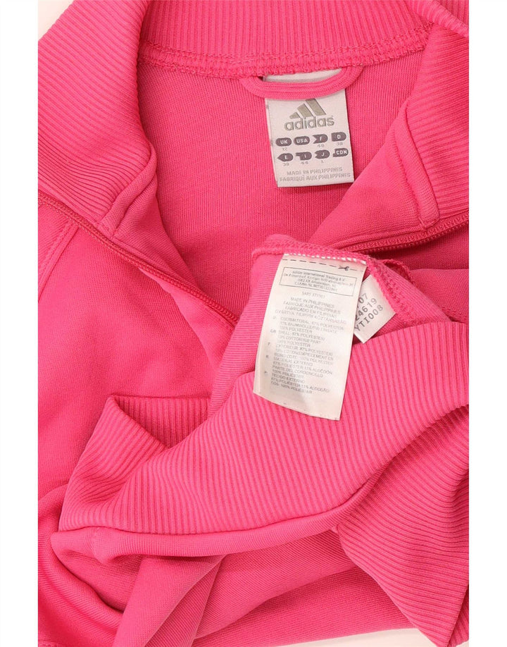 Adidas Womens Crop Tracksuit Top Jacket UK 12 Medium Pink Polyester