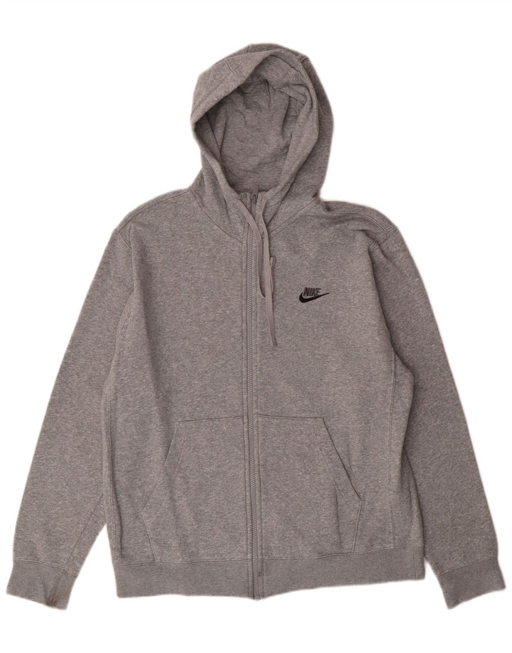 Suéter masculino NIKE com capuz e zíper cinza médio algodão