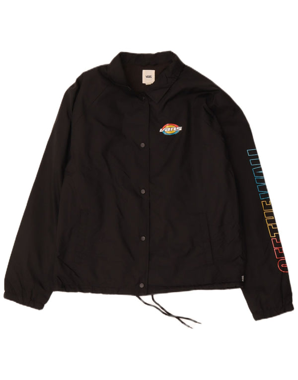 Vans Womens Graphic Rain Jacket UK 14 Medium Black Polyester