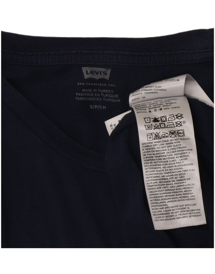 LEVI'S Mens Graphic T-Shirt Top Small Navy Blue Cotton