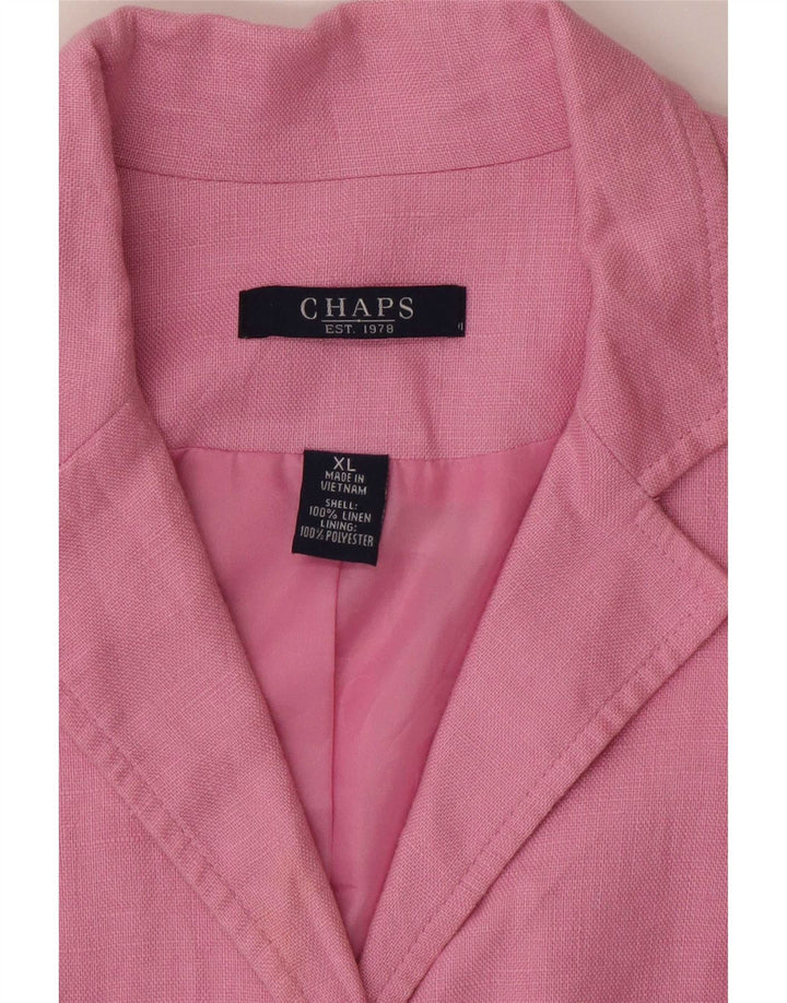 Chaps Womens 4 Button 3/4 Sleeve Blazer Jacket UK 18 XL Pink Linen