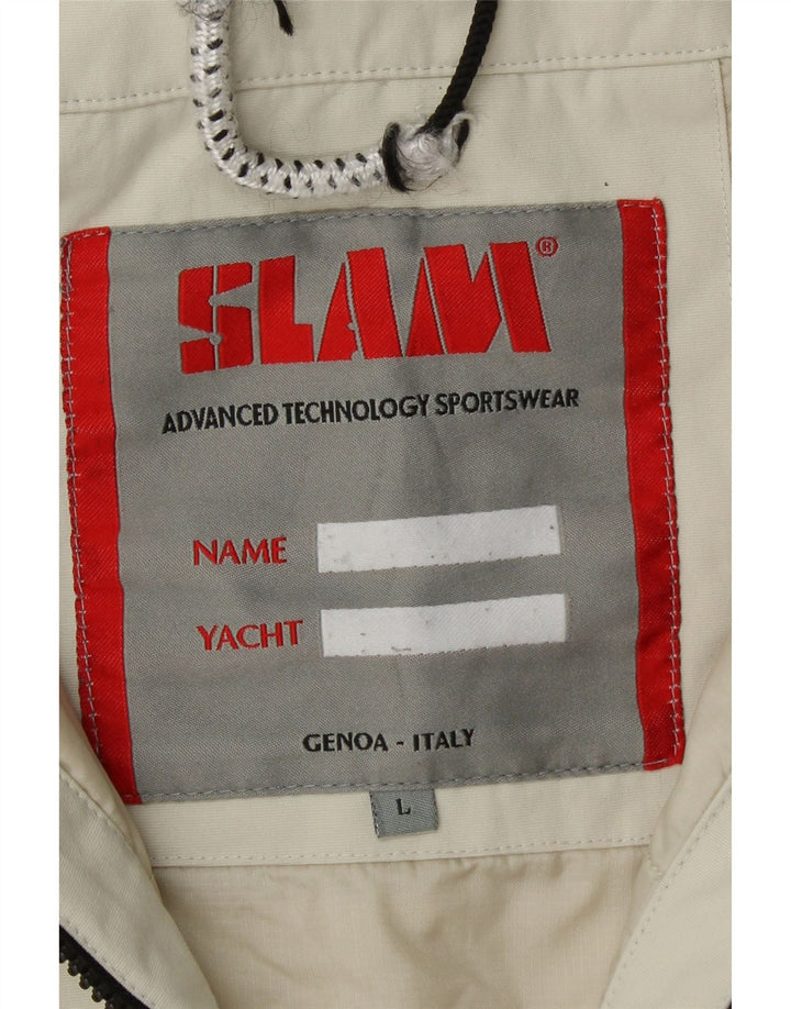 SLAM Mens Bomber Jacket IT 50 Large Beige Nylon Vintage Slam and Second-Hand Slam from Messina Hembry 