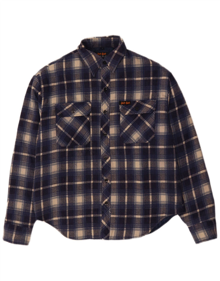 JET SET Camisa de franela de leñador para hombre Poliéster a cuadros azules grandes