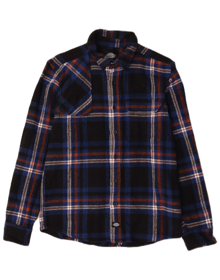 Dickies Mens Flannel Shirt Small Navy Blue Check Cotton
