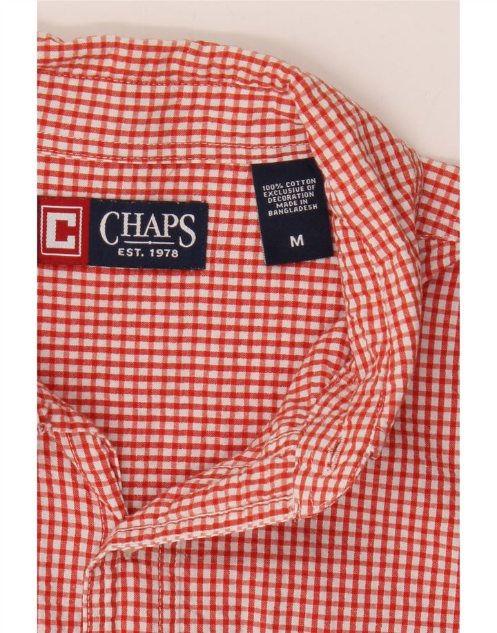 CHAPS Mens Short Sleeve Shirt Medium Red Gingham Cotton Vintage Chaps and Second-Hand Chaps from Messina Hembry 