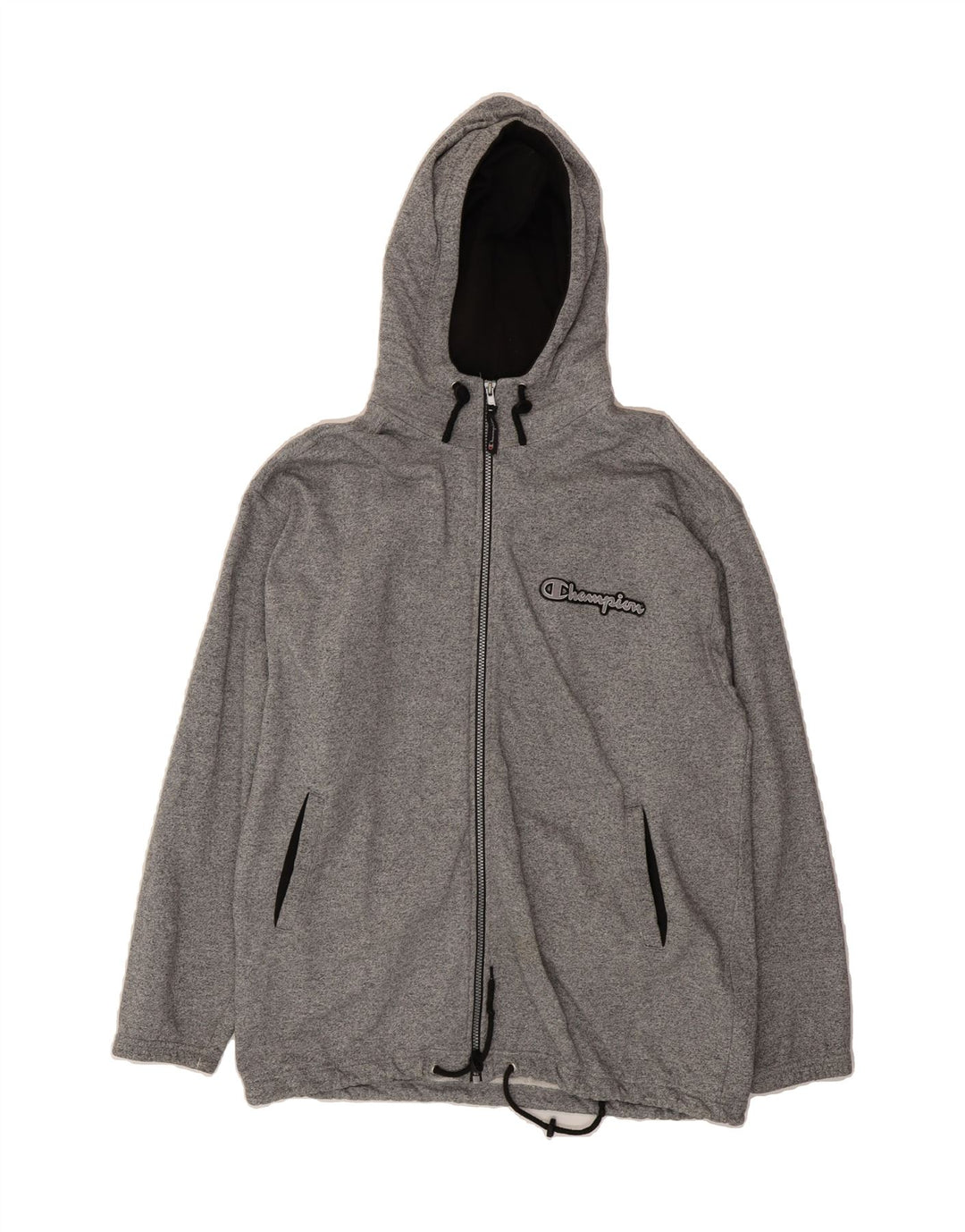 CHAMPION Mens Graphic Zip Hoodie Sweater Large Grey Polyacrylic Vintage Champion and Second-Hand Champion from Messina Hembry 
