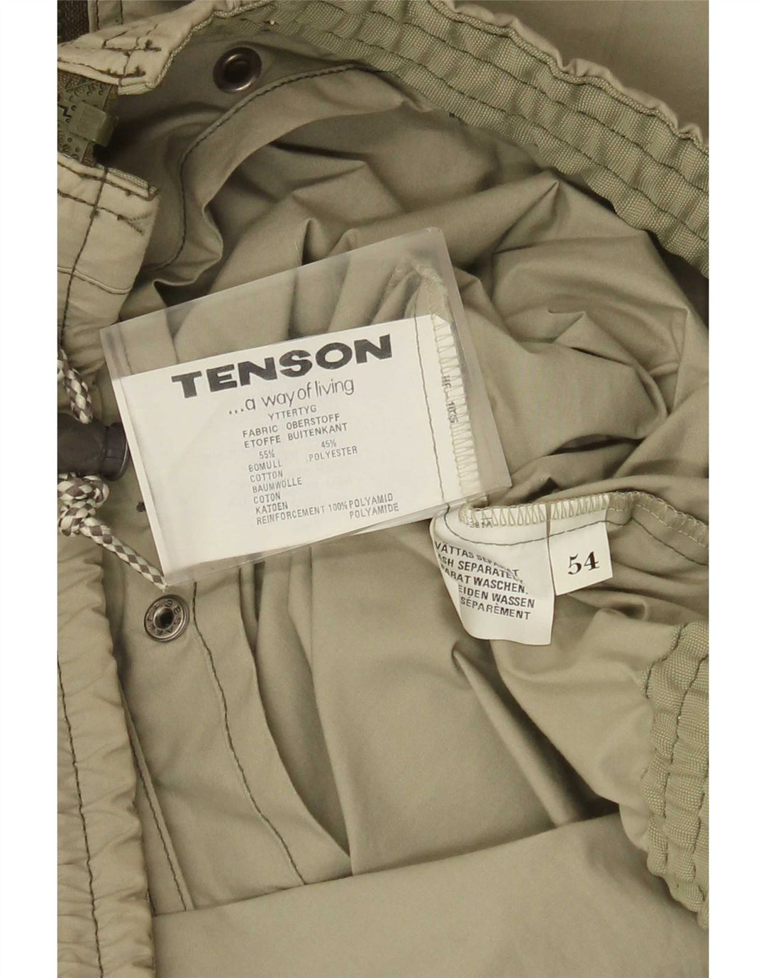 Tenson Mens Bomber Jacket EU 54 2XL Khaki Cotton