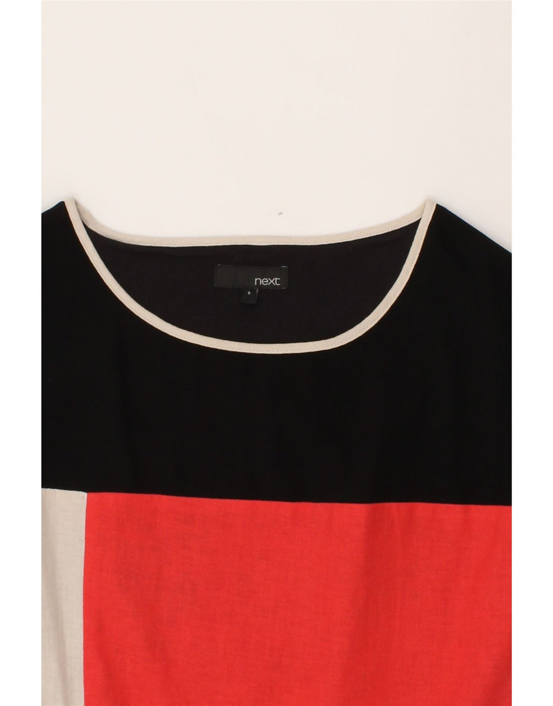 NEXT Womens Sleeveless Basic Dress UK 8 Small Orange Colourblock Linen Vintage Next and Second-Hand Next from Messina Hembry 