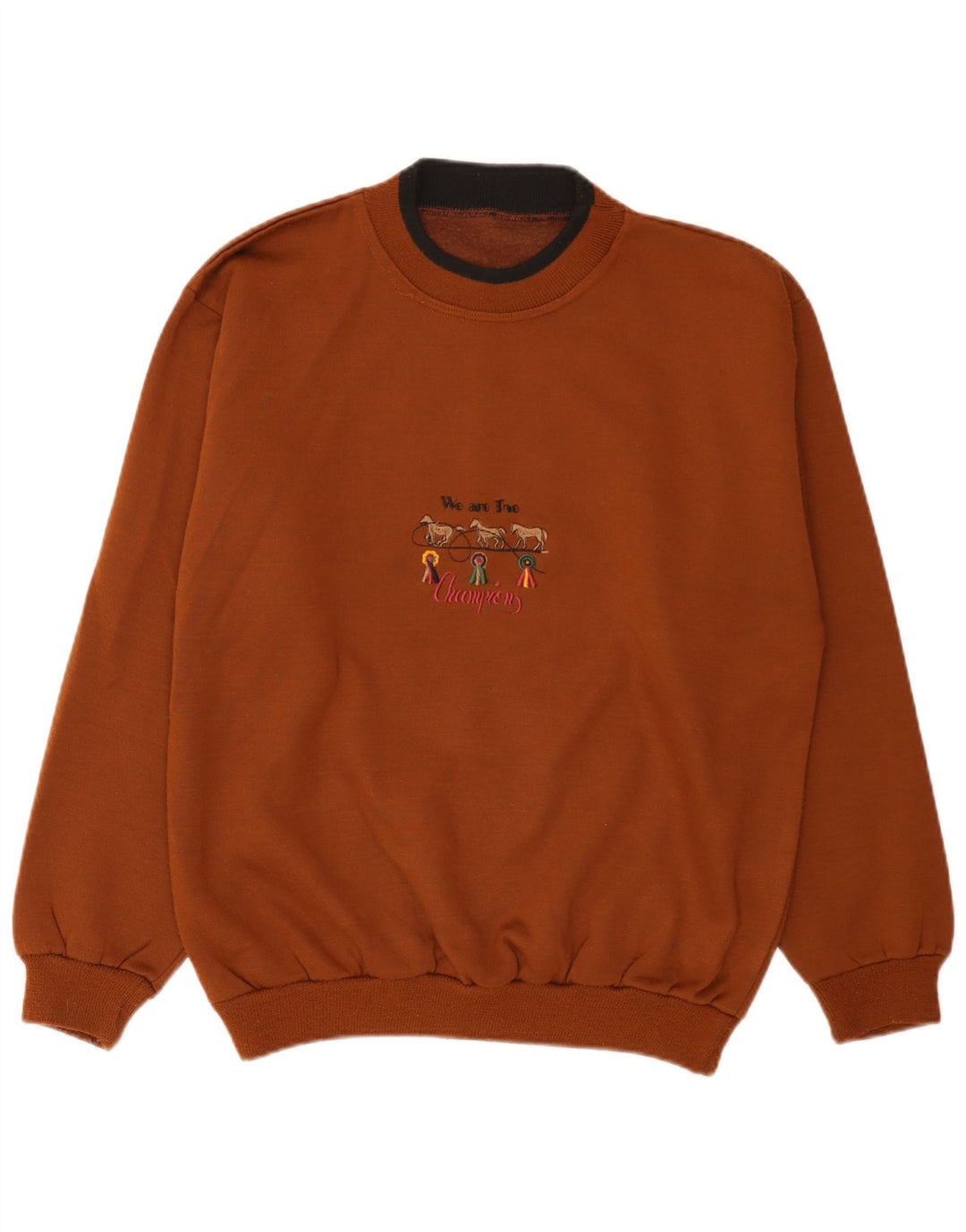 vintage Mens Graphic Sweatshirt Jumper Moyen Marron Coton