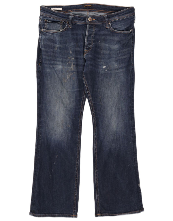 Jack & Jones Mens Jake Bootcut Jeans W34 L30 Navy Blue Cotton