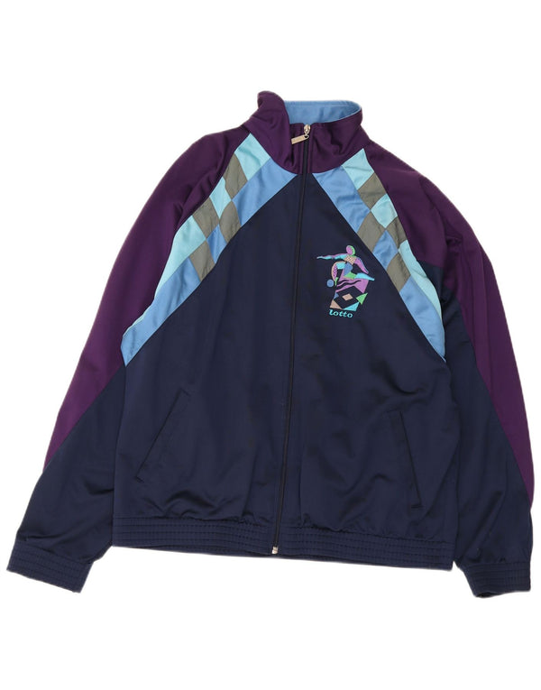 Giacca da tuta da uomo Lotto grande in poliestere color block blu navy