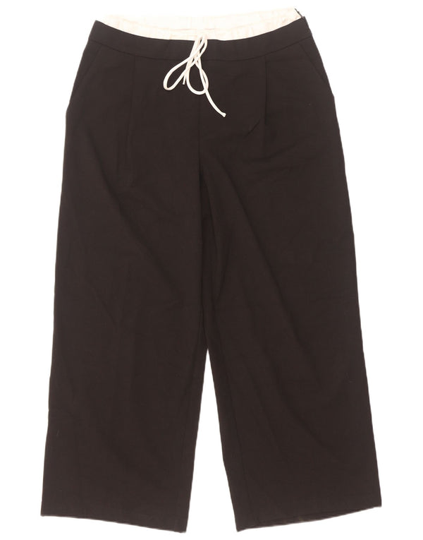 Zara Womens Wide Leg Cropped Trousers Medium W28 L26 Black Colourblock