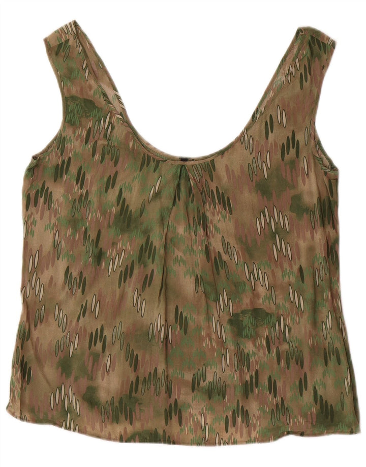 BENETTON Womens Abstract Pattern Sleeveless Blouse Top UK 16 Large Green