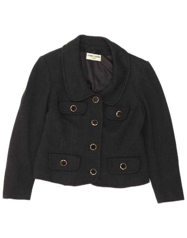 Giacca blazer da donna a 4 bottoni Pierre Cardin IT 46 Large in lana nera