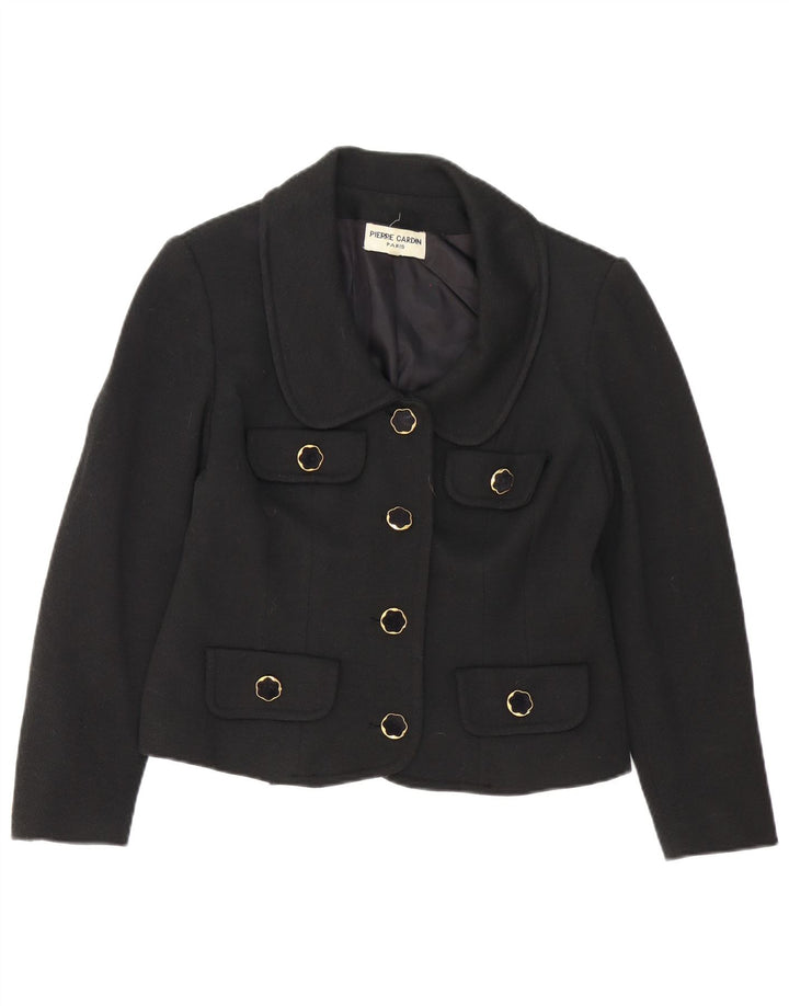 Giacca blazer da donna a 4 bottoni Pierre Cardin IT 46 Large in lana nera