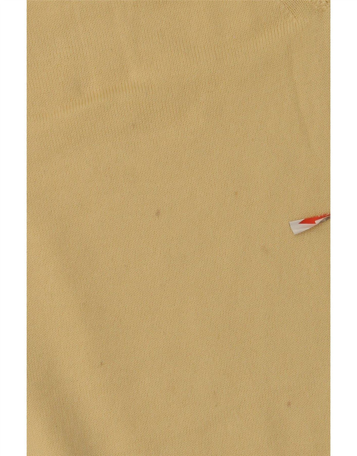 Supermaglia Mens V-Neck Jumper Sweater Medium Yellow Wool