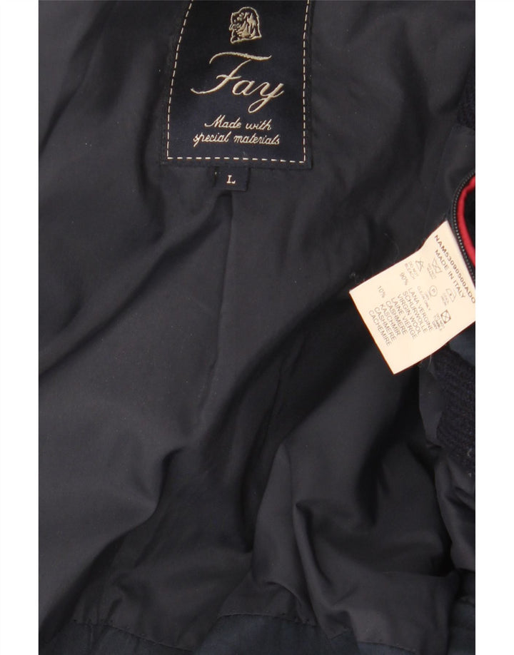 Fay Mens Overcoat UK 40 Large Navy Blue Virgin Wool