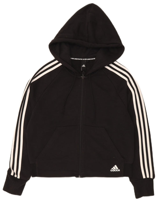 Maglione con cappuccio e zip da donna Adidas UK 12 cotone nero medio