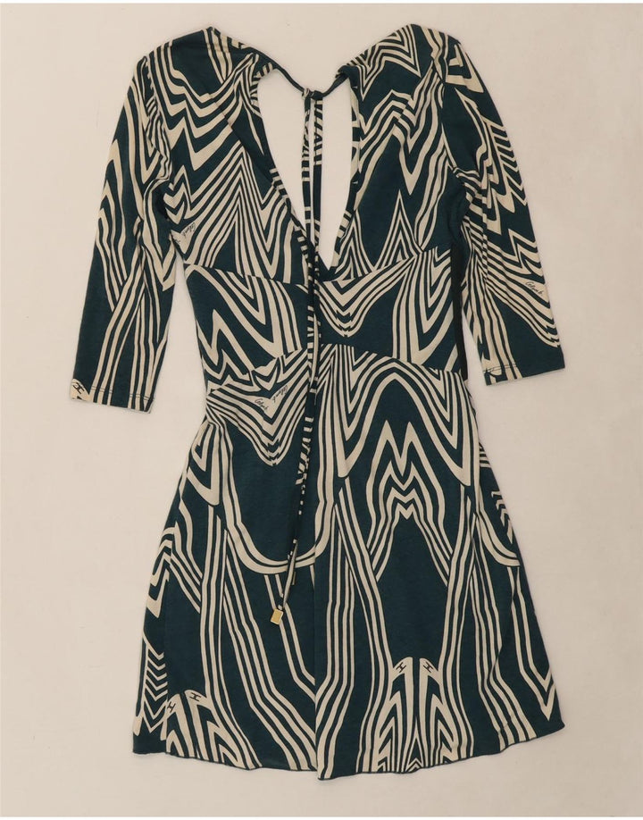 CELYN B Womens Abstract Pattern 3/4 Sleeve A-Line Dress IT 40 Small Green Vintage Celyn B and Second-Hand Celyn B from Messina Hembry 