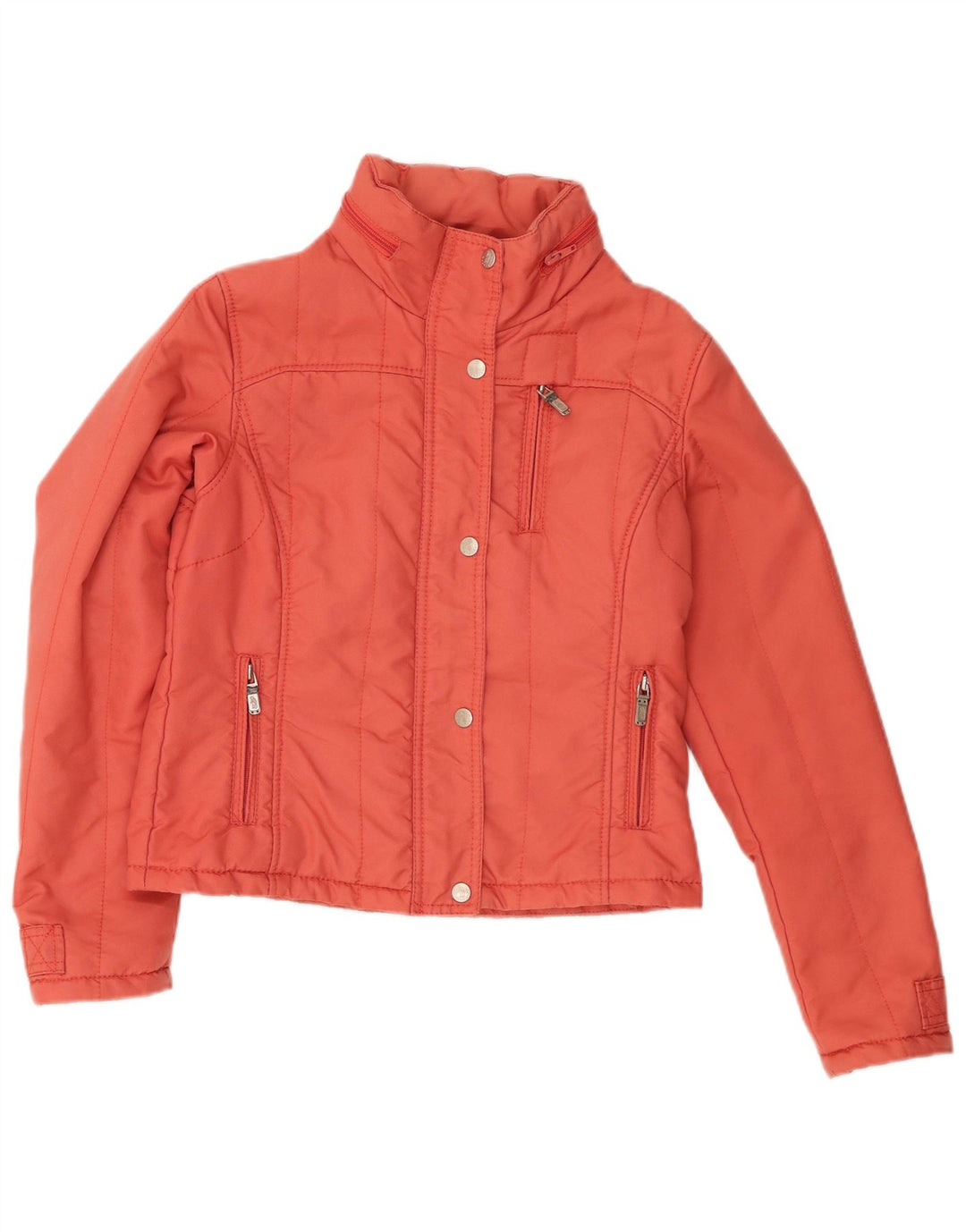 Refrigue Womens Crop Hooded Padded Jacket UK 10 Small Orange Nylon
