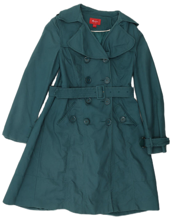 Monsoon Womens Trench Coat UK 10 Small Green Cotton