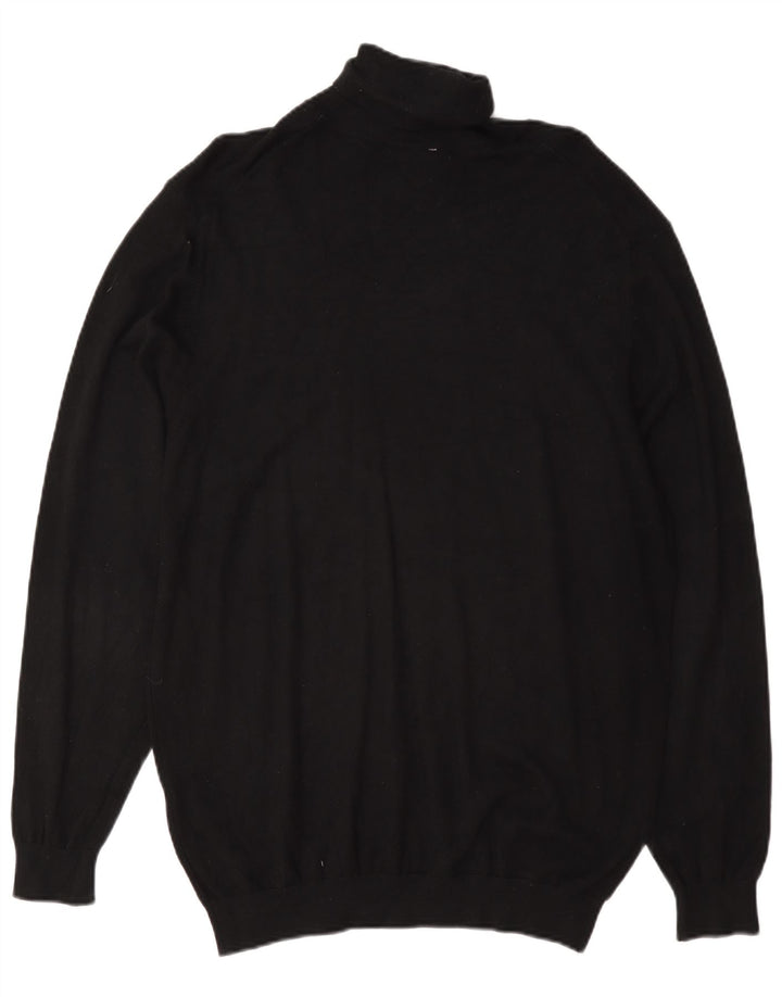 Zara Mens Roll Neck Jumper Sweater Large Black Viscose